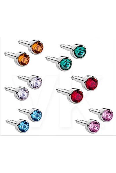 VİTRİNKUTU Steril Kulak Delme Küpesi Nina Beyaza Karışık Taş 12 Çift