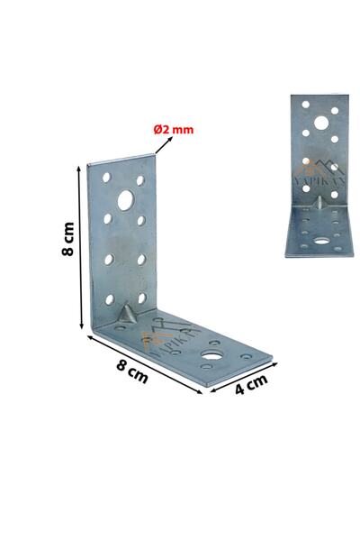 Yapıkan 3 Adet L Demir Gönye Köşebent 2x40x80x80mm - Mobilya Dolap Raf Masa K...