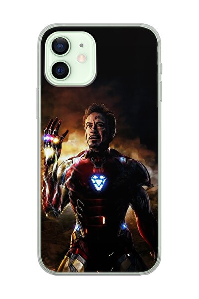 Spoyi Iphone 12 Iron Man Tasarımlı Süper Şeffaf Telefon Kılıfı
