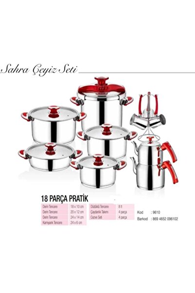 İNTER CELİK 18 Parça Sahra Pratik Çelik Tencere Takımı