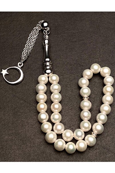 OTTOTESBİH Gümüş Püsküllü Ayyıldız Model Doğal Inci Tesbih