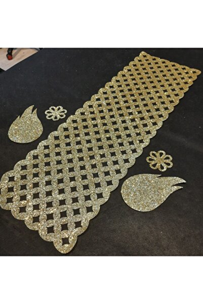SEHARA S.deri Işıltılı Lux Runner.5 Parçadır,1 Adet Runner(32x99cm) Ve 4 Parça Kahve Sunumluğu.