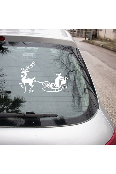 MIGNATIS Autocolant cu etichetă cu cerb și cadouri pentru Anul Nou 25cm - alb