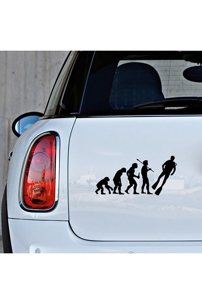 MIGNATIS Autocolant Evolution from Monkey to Diver 25cm - Negru
