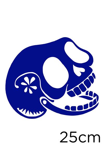 MIGNATIS Navy Blue Smiley Flower Patterned Skull Sticker - 25cm