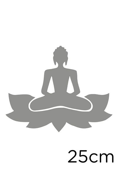 MIGNATIS Woman Doing Buddha Zen Yoga on Flower Sticker 25cm - Gray