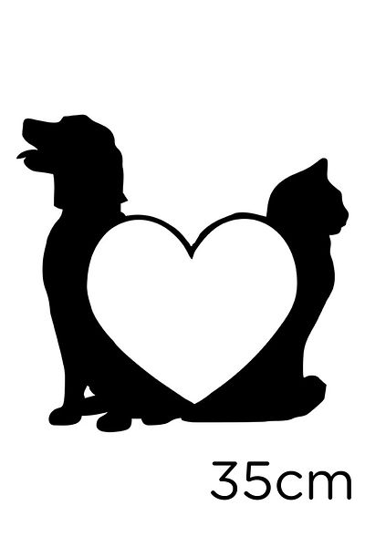 MIGNATIS Autocolant Paste Pentru Câine, Pisică și Inimă Petshop 35cm - Negru