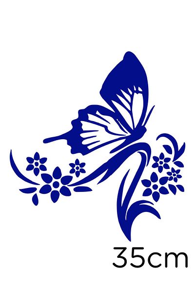 MIGNATIS Butterfly Sticker Flying and Flying Inside Plants with Plenty of Flowers 35cm - Dark Blue