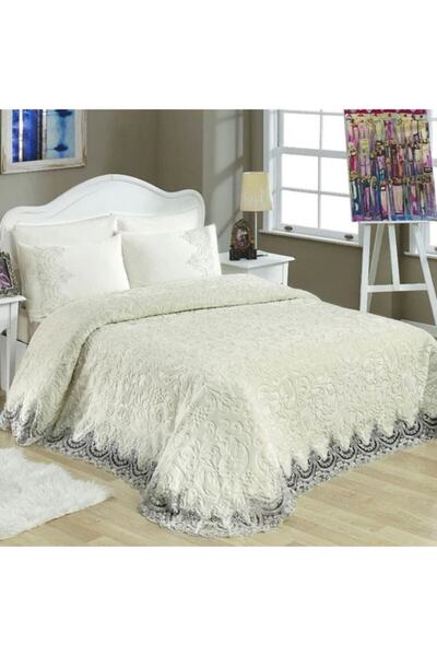 Göksal Suvari Set pătură pentru zestre dublă franceză cu perle brodate cu piatră