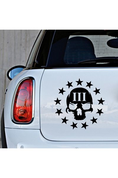 MIGNATIS Autocolant cu craniu înconjurat de stele 35 cm - negru