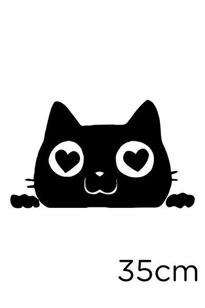 MIGNATIS Cat Peeking Love Hearts Autocolant pentru mașină 35cm - Negru