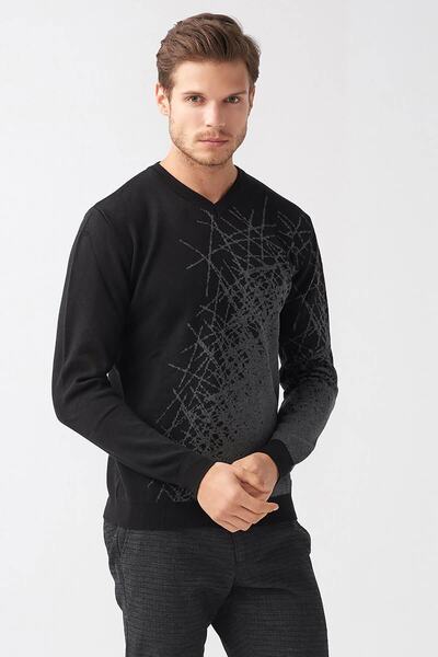 Mcr Men's Black Sweater - 11187SIYAH-ANTRASIT