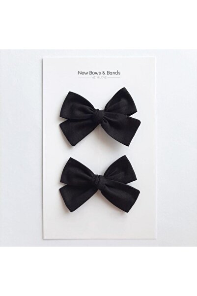 NEW BOWS BANDS Kız Çocuk Ve Bebek Siyah Fiyonk Toka 2'li