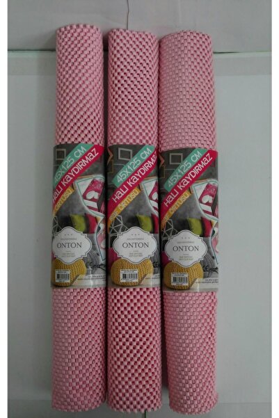 Onton 45x125 Cm Halı Kaydırmaz Raf Örtüsü Açık Pembe Renk 3'lü Set Hkz03