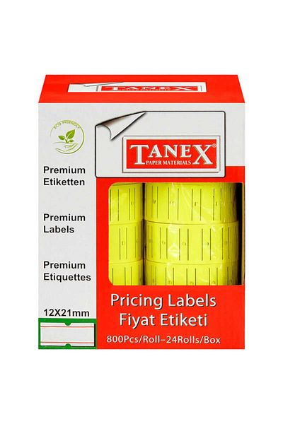 Tanex Taneks 12x21 Yellow Striped Labels 800 Pieces (Piece)