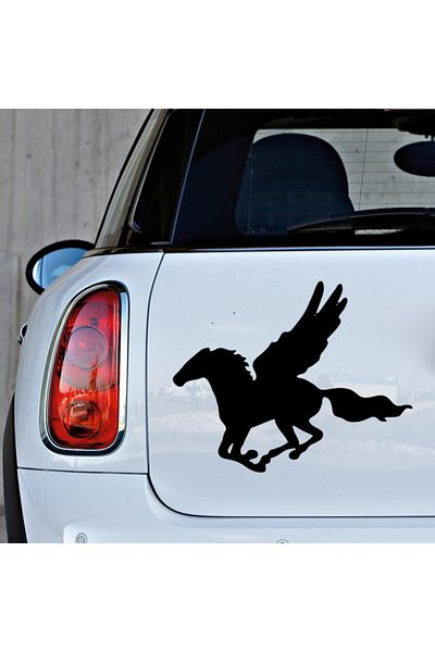 MIGNATIS Aripi Deschise Cal Zburător Pegasus Autocolant Lipire 35cm - Negru