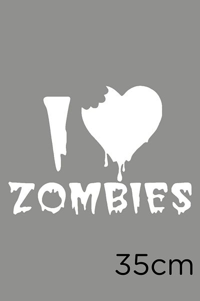 MIGNATIS Autocolant Text I Love Zombies Lipire 35cm - Alb