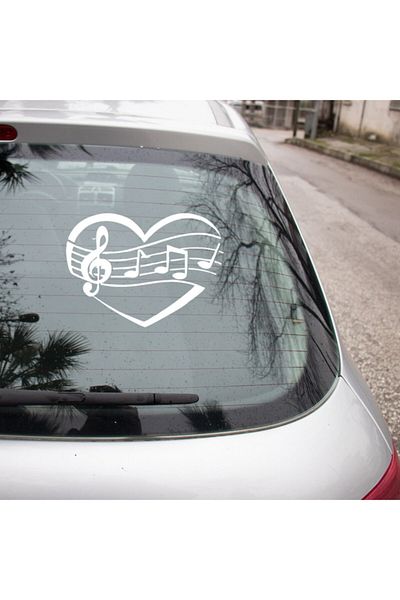 MIGNATIS Autocolant Etichetă Inimă și Note Muzicale Lipire 35cm - Alb