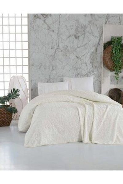 Sarar Cream Double Blanket Patterned and Embossed
