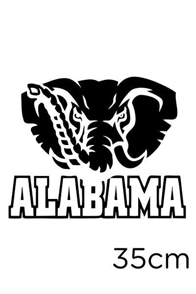 MIGNATIS Autocolant cu text elefant în vârstă și Alabama 35 cm - negru