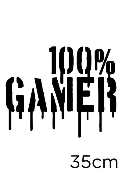 MIGNATIS Autocolant 100% Gamer - Mucegai pentru vopsea, efect scris și stropit, 35 cm negru