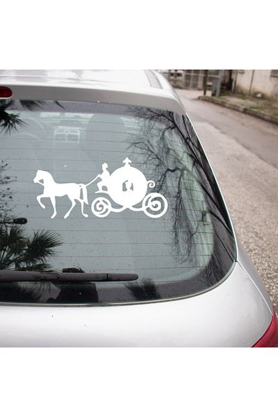 MIGNATIS Autocolant de lipire Călători care merg cu cal și căruță 35 cm - alb