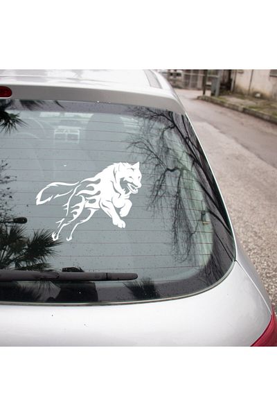 MIGNATIS Autocolant Lup Sălbatic și Prădător Lipire 35cm - Alb