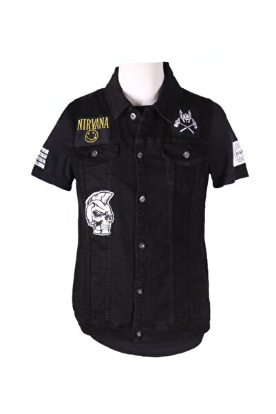 viking's line Vikings Jeans Erkek Denim Armalı Yelek Siyah Kot 83513