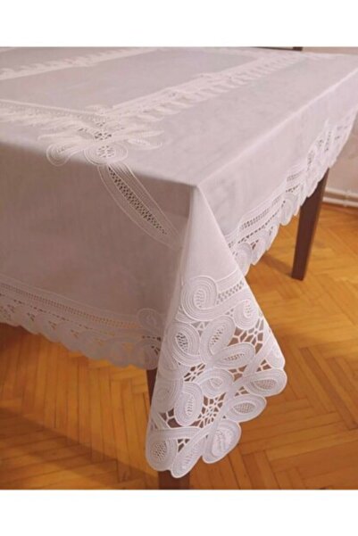 yukselhalimefrusat مفرش طاولة من القماش الزيتي بمظهر دانتيل بولي كلوريد الفين...