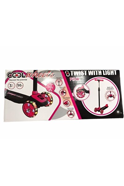 Furkan Toys 6+ Yaş Furkan Cool Wheels Led Işıklı 3 Tekerlekli Yükseklik Ayarlı Pembe Scooter 3 Pembe
