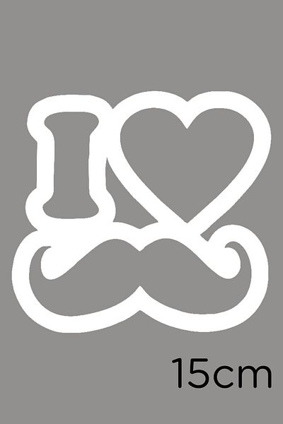 New Jargon Autocolant I Love My Mustache Mustache 15cm - Alb