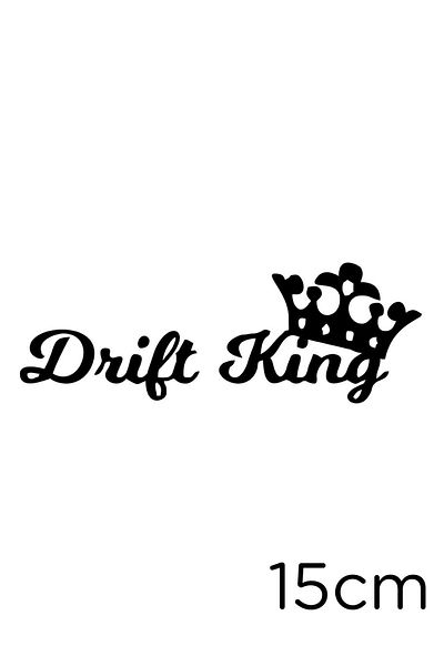 New Jargon Autocolant cu text și coroană Drift King 15cm - negru