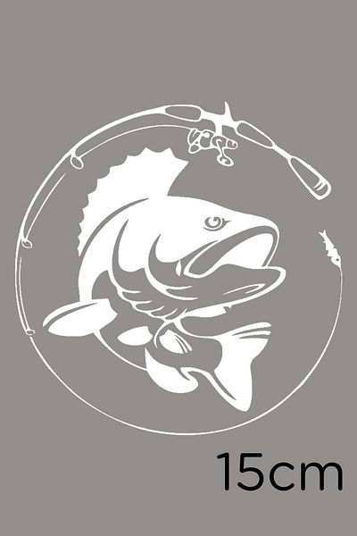 New Jargon Autocolant Time to Go Fishing 15cm - Alb