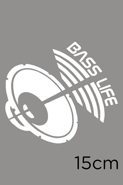 New Jargon Pastile puternice și textul Bass Life Lipire autocolant 15cm - Alb