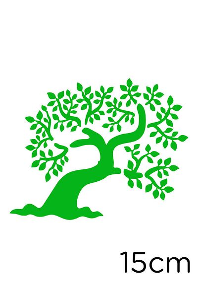 New Jargon Lotus Flower Tree Motif Sticker Paste 15cm - Green
