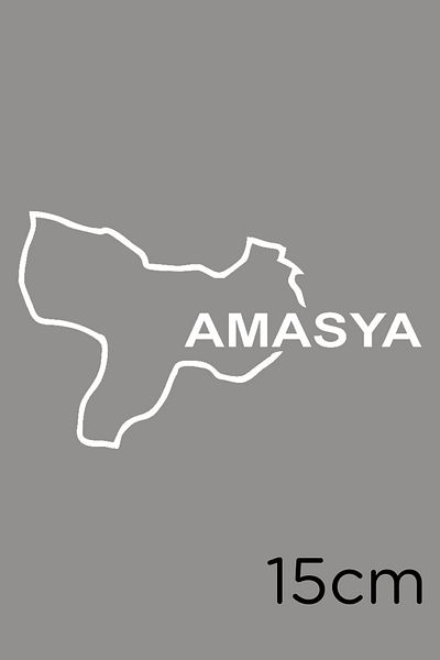 New Jargon Lipire autocolant cu scris Hartă și Amasya 15cm - Alb