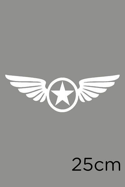 New Jargon Lipire autocolant Army Stars And Wings 25cm - Alb