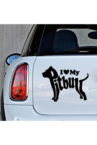 New Jargon Autocolant pentru vehicul I Love My Pitbull Dog 25cm - Negru