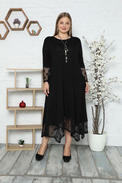 Kheos Special Design Lace Detailed Long Sleeve Dress