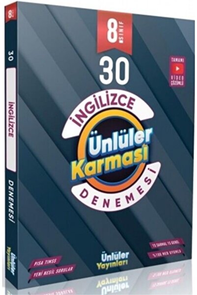 ünlüler yayınları Ünlüler 8. Sınıf Ingilizce Ünlüler Karması 30 Deneme Video ...
