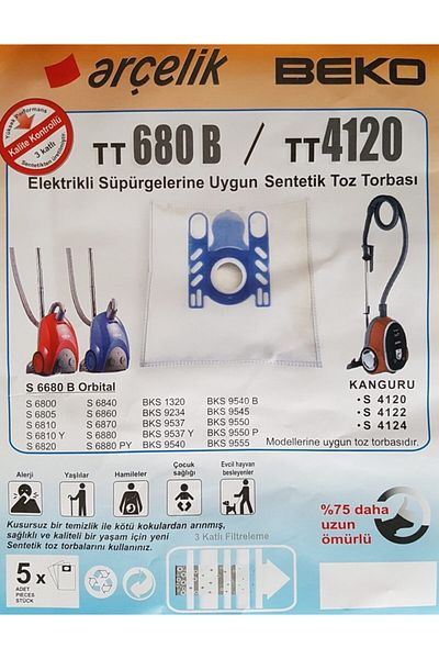 Popüler Arçelik S 4120 - 10 أكياس غبار للمكنسة الكهربائية الكنغر