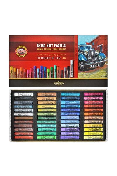 Koh-i Noor Toison D'or Artistic Extra Soft Round Crayon Thick 48 Colors Extra Soft Dry Chalks