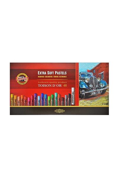 Koh-i Noor Toison D'or Artistic Extra Soft Round Crayon Thick 48 Colors Extra Soft Dry Chalks