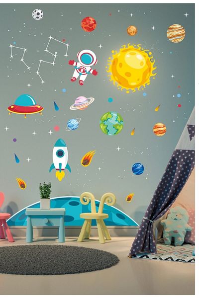 ENGINPRINT Giant Space Solar System Kids Room Sticker Set
