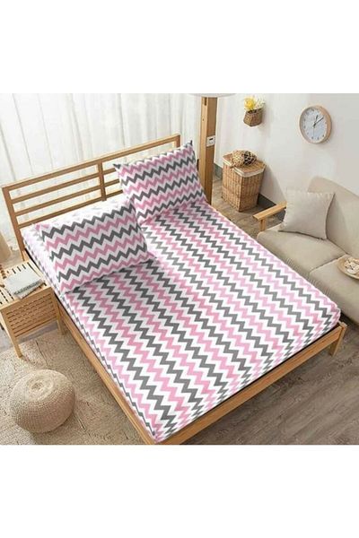 üntaş Life (120) Single Elastic Sheet 1 Piece Pillow Case 120x200 Pink Gray Ecpembezizag21