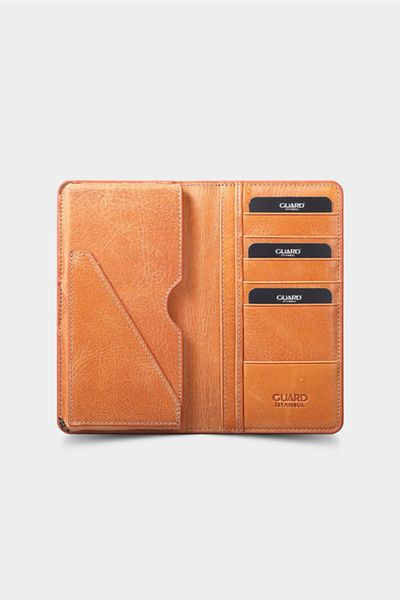 GUARD Unisex Antique Yellow Leather Wallet - Plus with Phone Port