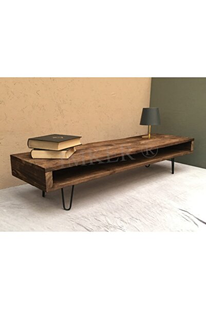 IMKER HOME Dekoratif Masif Doğal Ahşap Metal Firkete Ayaklı Dikdörtgen Orta S...