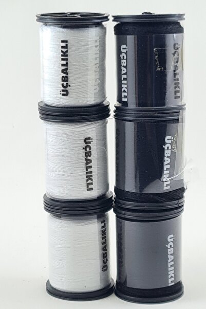 ATLANTİK Üçbalıklı Dikiş Ipliği 6 Adet 3 Adet Siyah 3 Adet Beyaz