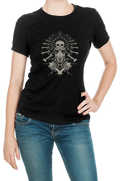 QIVI Undertale Skull Štampano crna ženska Pleteno majica