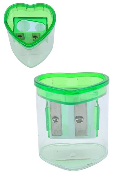 TGB Heart Pencil Sharpener Two-Eye Pencil Sharpener Double Sided Pencil Sharpener with Tank Green